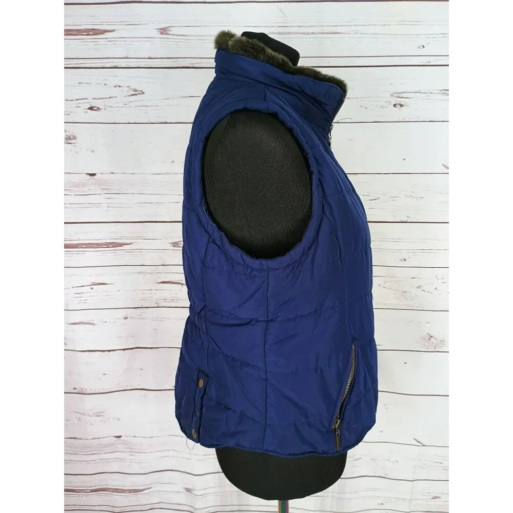 Copper Key Navy Blue‎ Fur Collar Girl's Size Large Style CJ5089FXW1 Puffer Vest